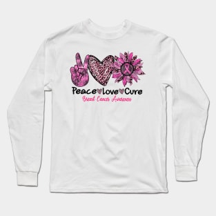 Peace Lover Cure Breast Cancer Awareness Long Sleeve T-Shirt